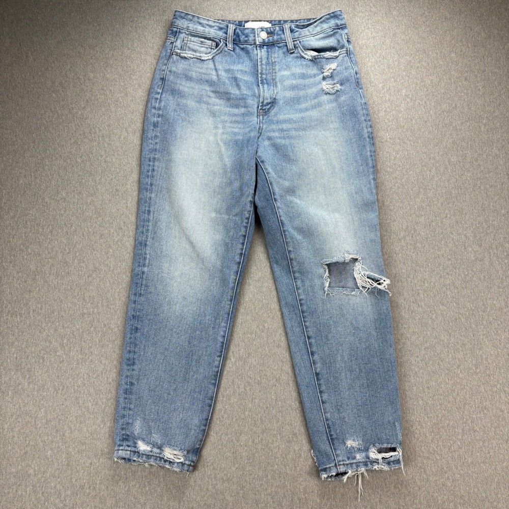 VERVET Jeans Womens 29 Blue Light Wash High Rise Distressed Light Wash‎ Frayed